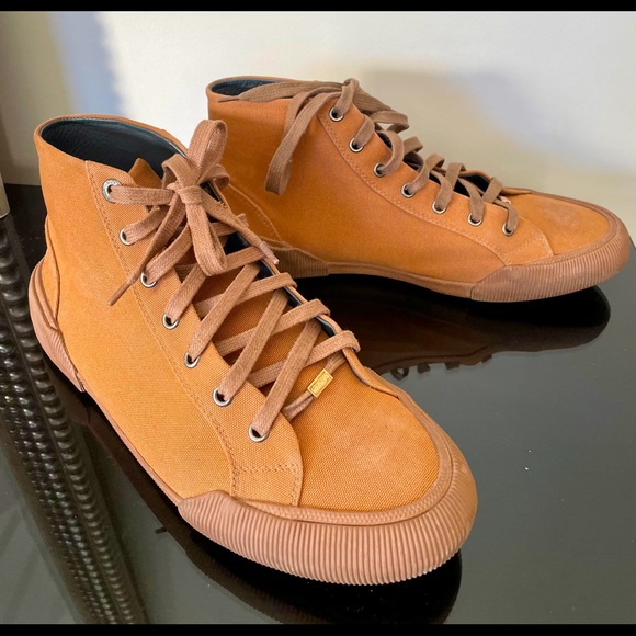 Lanvin Distressed High-Top Canvas Trainers - Picture 10 of 14